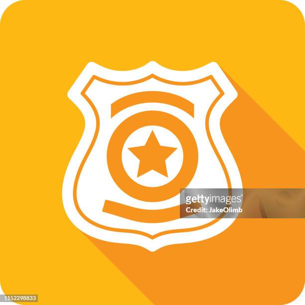 stockillustraties, clipart, cartoons en iconen met politie badge icon silhouet - security guard