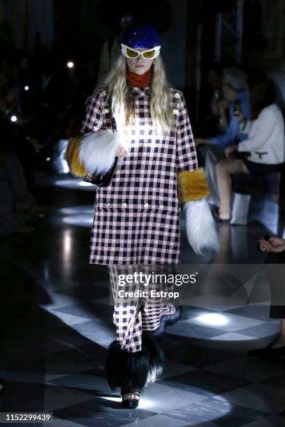 Model walks the runway at the Gucci Cruise 2020 show at the Musei Capitolini on May 28th, 2019 in Rome, Italy.