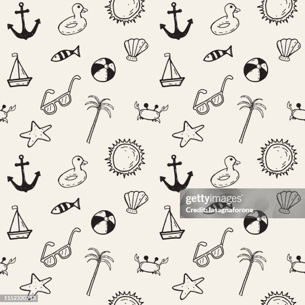 hand drawn seamless pattern - crab stock illustrations