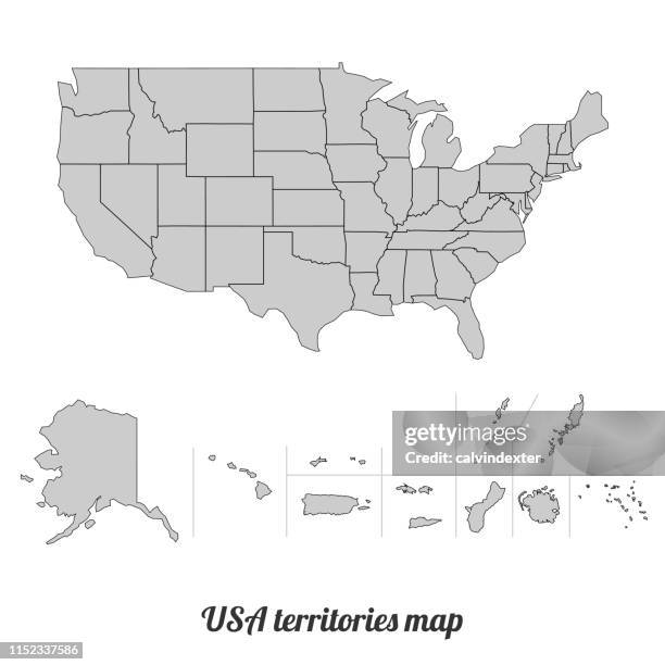 usa territories map - american culture stock illustrations