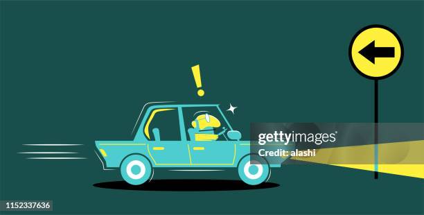 businessman driving the reverse direction - wrong direction stock illustrations
