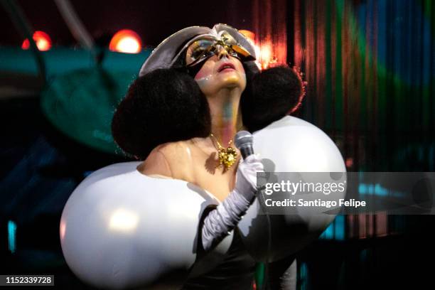 Bjork performs onstage during her "Cornucopia" concert series at The Shed on May 28, 2019 in New York City.