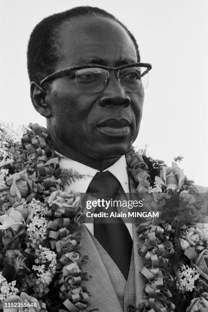 Léopold Sédar Senghor, président du Sénégal, lors du sommet de l'OUA à Port-Louis le 2 juillet 1976, Ile Maurice.