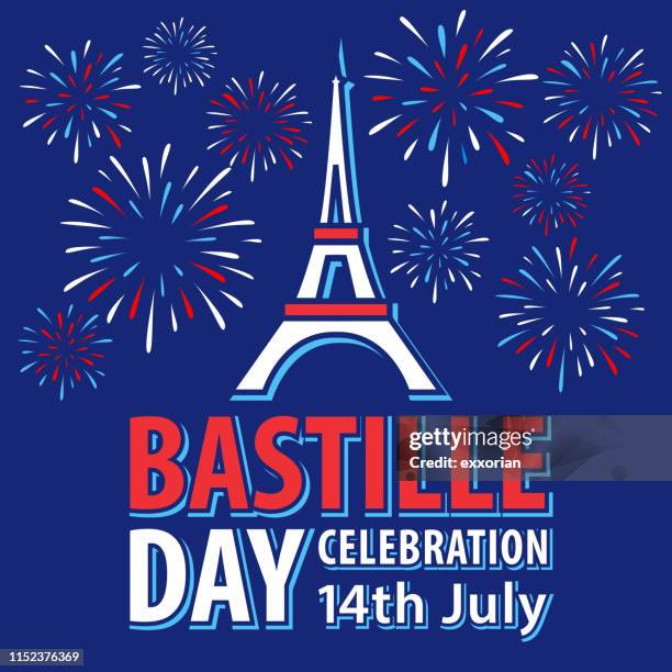 stockillustraties, clipart, cartoons en iconen met bastille dag parijs vieringen - fireworks vector