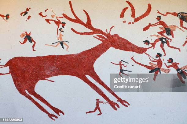 prehistoric wall paintings from catalhoyuk - early man stock pictures, royalty-free photos & images