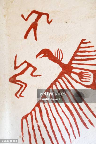 prehistoric wall paintings from catalhoyuk - neolithic site of çatalhöyük stock pictures, royalty-free photos & images