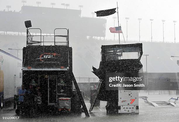 General view of the Tissot/GoDaddy.com Chevrolet hauler of Danica Patrick ,, after qualifying was cancelled due to rain, for the NASCAR Nationwide...