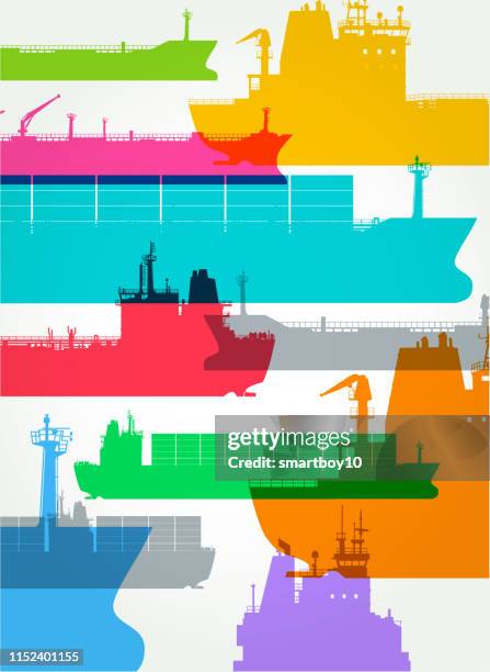 container freight ships - refinery engineer stock illustrations