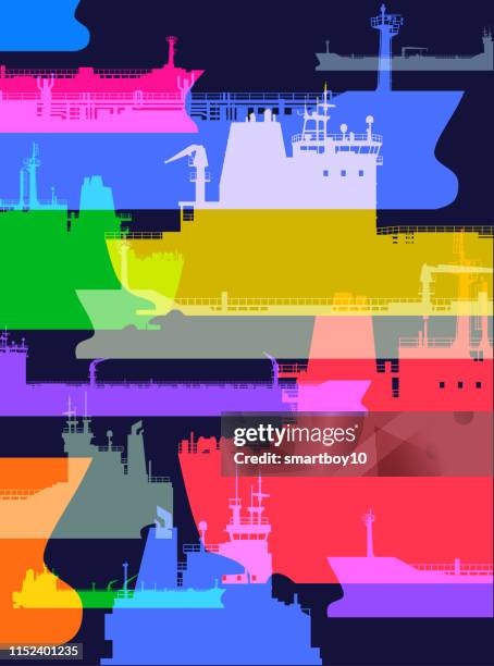 freight or cargo ships - refinery engineer stock illustrations