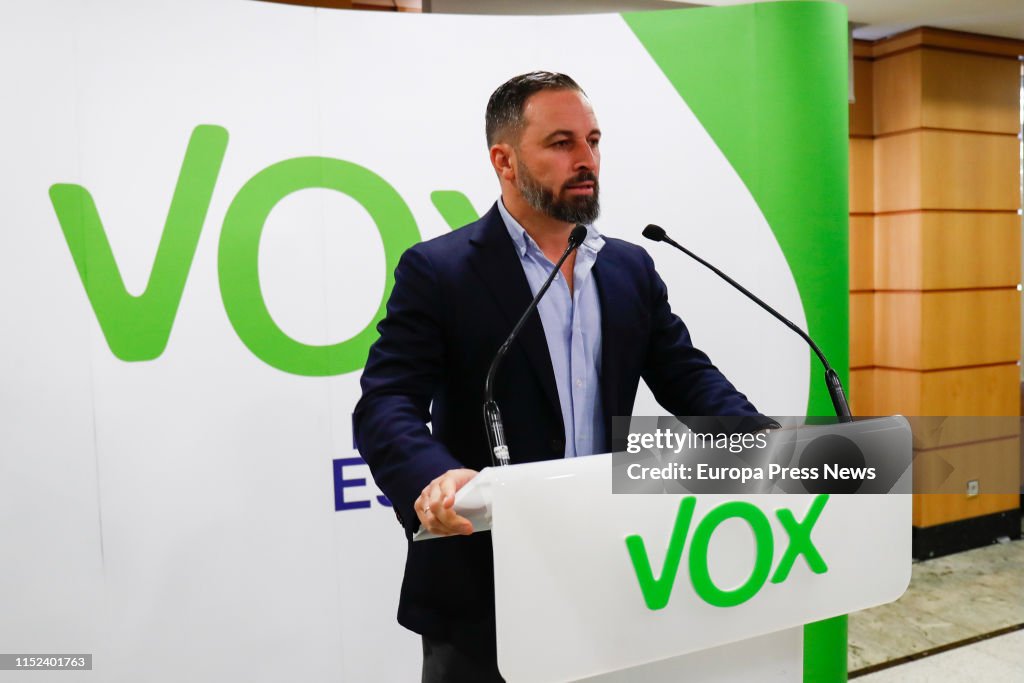 Press Conference Of Santiago Abascal About The Electoral Results Of The 26M