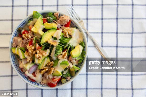 tuna and avocado salad - low carb diet stock pictures, royalty-free photos & images