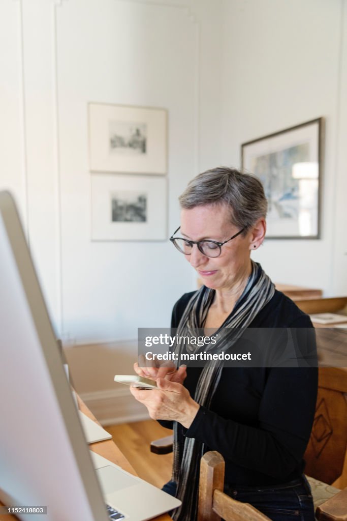 60+ home working professional architect and historian woman