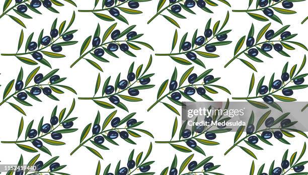 seamless pattern olive - fruit vegetable background stock illustrations