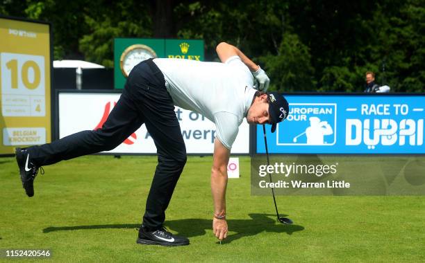 Thomas Pieters of Belgium plays a practice round ahead of the Belgian Knockout at Rinkven International GC on May 29, 2019 in Antwerpen, Belgium.