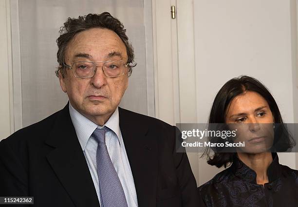 Gianni de Michelis and his wife attend the opening of the Iranian Pavilion on June 3, 2011 in Venice, Italy. The Venice Art Biennale will run from...