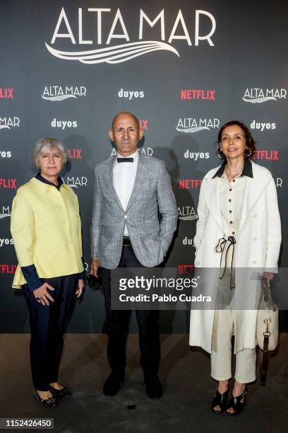Rocio Ortiz de Bethencourt and Modesto Lomba attend Alta Mar Fashion Show by Duyos and Netflix at Teatro Gran Maestre on May 29, 2019 in Madrid,...
