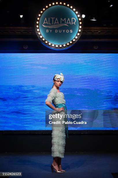 Model is seen at the runway during Alta Mar Fashion Show by Duyos and Netflix at Teatro Gran Maestre on May 29, 2019 in Madrid, Spain.