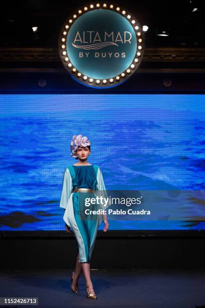 Model is seen at the runway during Alta Mar Fashion Show by Duyos and Netflix at Teatro Gran Maestre on May 29, 2019 in Madrid, Spain.