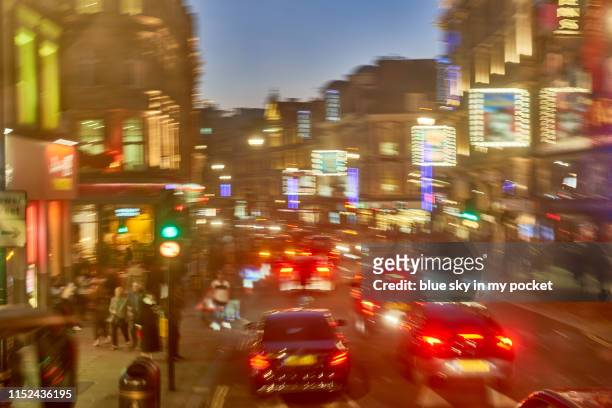 an impressionist view of the famous shaftesbury avenue london - soho city of westminster stock-fotos und bilder