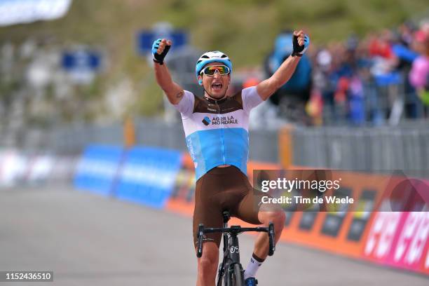 Arrival / Nans Peters of France and Team AG2R La Mondiale / Celebration / during the 102nd Giro d'Italia 2019, Stage 17 a 181km stage from...