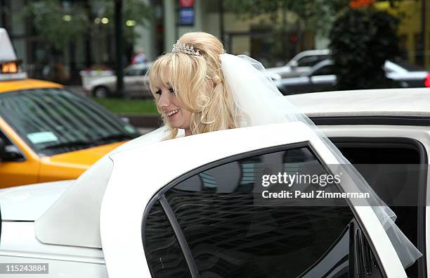 Andrea Catsimatidis and Christopher Nixon Cox arrive at their wedding reception at The Waldorf-Astoria on June 4, 2011 in New York City.