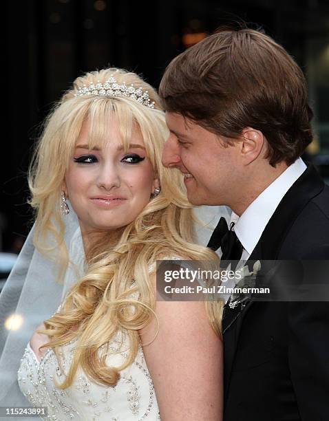 Andrea Catsimatidis and Christopher Nixon Cox arrive at their wedding reception at The Waldorf-Astoria on June 4, 2011 in New York City.
