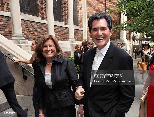 Kelly Anastos and Ernie Anastos attend the wedding of Andrea Catsimatidis and Christopher Nixon Cox at the Greek Orthodox Cathedral Of The Holy...