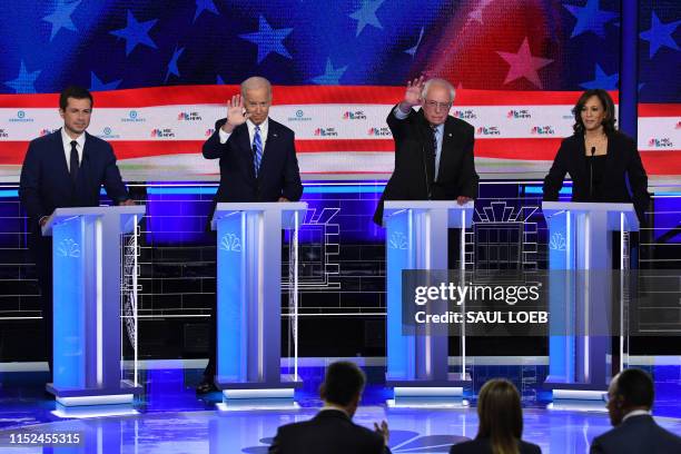 Democratic presidential hopefuls Mayor of South Bend, Indiana Pete Buttigieg, former US Vice President Joseph R. Biden, US Senator for Vermont Bernie...