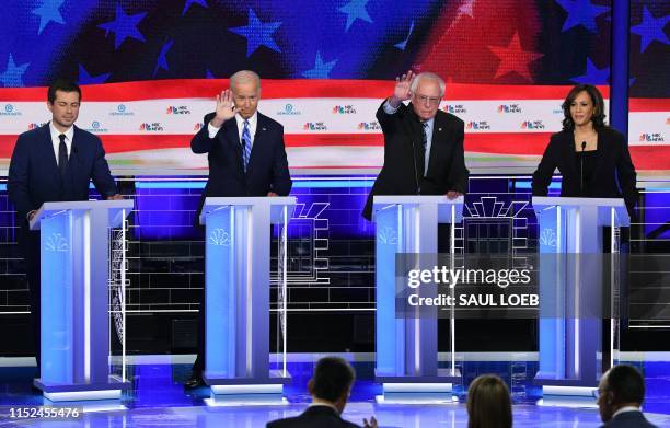 Democratic presidential hopefuls Mayor of South Bend, Indiana Pete Buttigieg, Former US Vice President Joseph R. Biden, US Senator for Vermont Bernie...