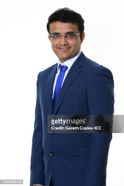 Commentator Sourav Ganguly poses for a portrait prior to the ICC Cricket World Cup 2019 at on May 29, 2019 in London, England.