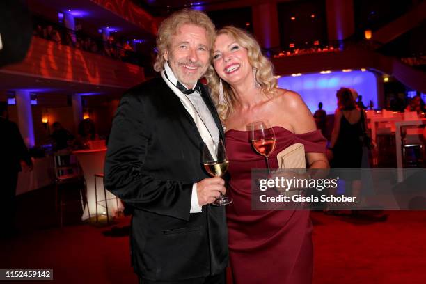 Thomas Gottschalk and his girlfriend Karina Mross during the opening night of the Munich Film Festival 2019 Party at Hotel Bayerischer Hof on June...