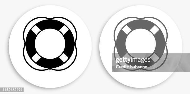 life saver black and white round icon - life ring stock illustrations