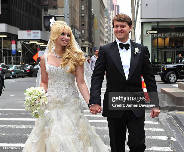 Andrea Catsimatidis and Christopher Nixon Cox arrive at The Waldorf-Astoria for their wedding reception after being married on June 4, 2011 in New...