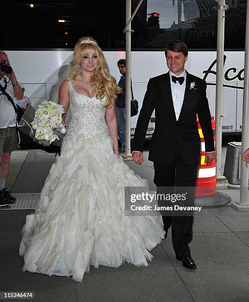 Andrea Catsimatidis and Christopher Nixon Cox arrive at The Waldorf-Astoria for their wedding reception after being married on June 4, 2011 in New...