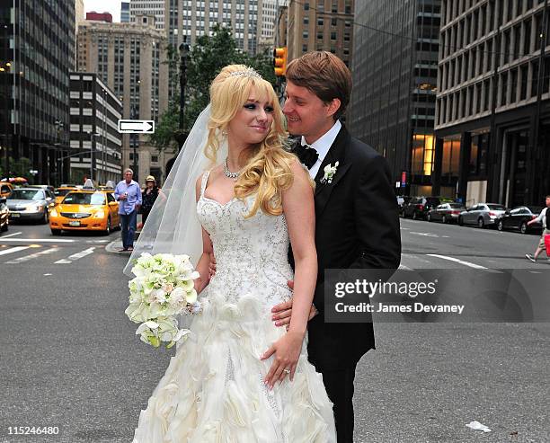 Andrea Catsimatidis and Christopher Nixon Cox arrive at The Waldorf-Astoria for their wedding reception after being married on June 4, 2011 in New...