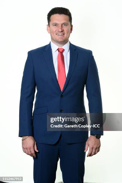 Commentator Graeme Smith poses for a portrait prior to the ICC Cricket World Cup 2019 at on May 29, 2019 in London, England.