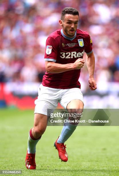 John McGinn of Aston Villa in action during the Sky Bet Championship Play-off Final match between Aston Villa and Derby County at Wembley Stadium on...