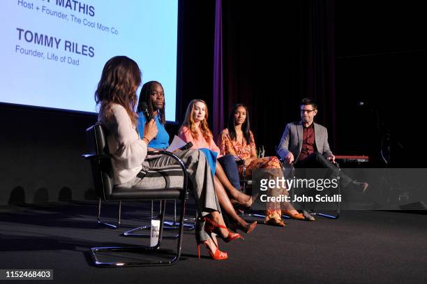 Brooke Burke, Dr. Alfiee Breland-Noble, Felicia Day, Lizzy Mathis, and Tom Riles speak onstage during SoulPancake's "Four Conversations about One...