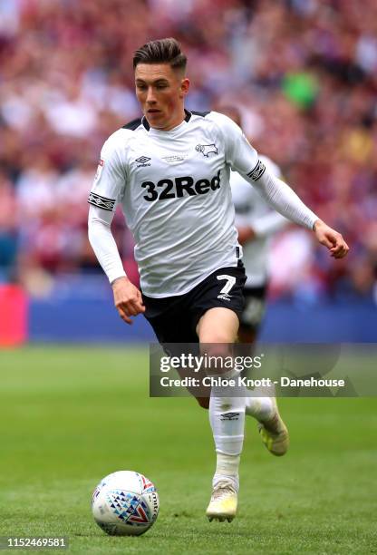 Harry Wilson of Derby County in action during the Sky Bet Championship Play-off Final match between Aston Villa and Derby County at Wembley Stadium...