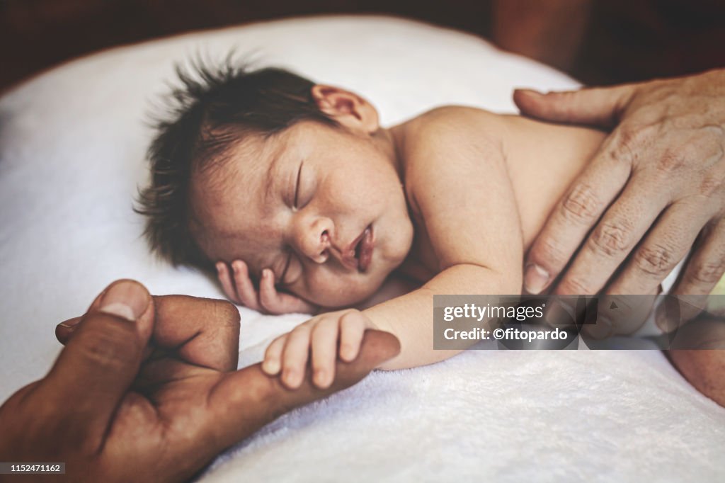 Mixed race family together