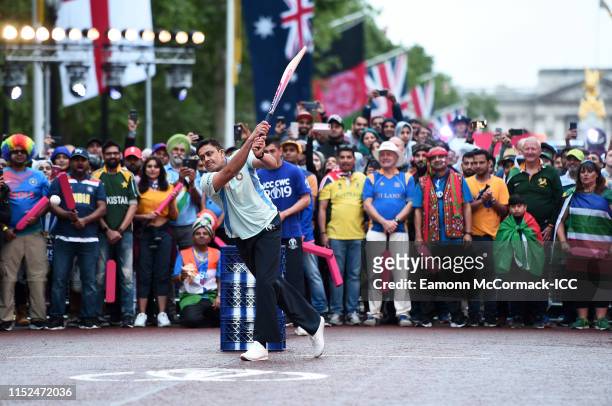 Anil Kumble of India bats during the ICC Cricket World Cup 2019 Opening Party at The Mall on May 29, 2019 in London, England.