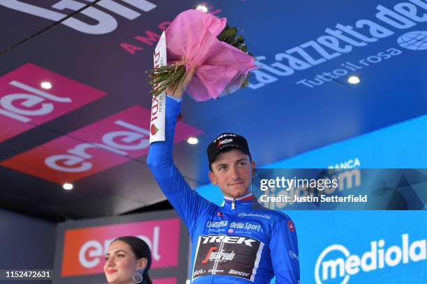Podium / Giulio Ciccone of Italy and Team Trek - Segafredo Blue Mountain Jersey / Celebration / during the 102nd Giro d'Italia 2019, Stage 17 a 181km...
