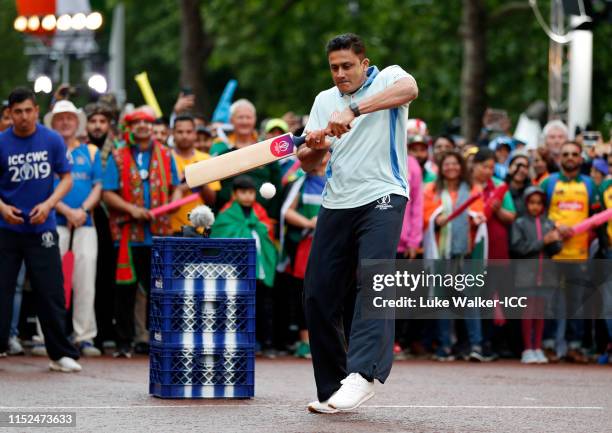 Anil Kumble of India bats during the ICC Cricket World Cup 2019 Opening Party at The Mall on May 29, 2019 in London, England.