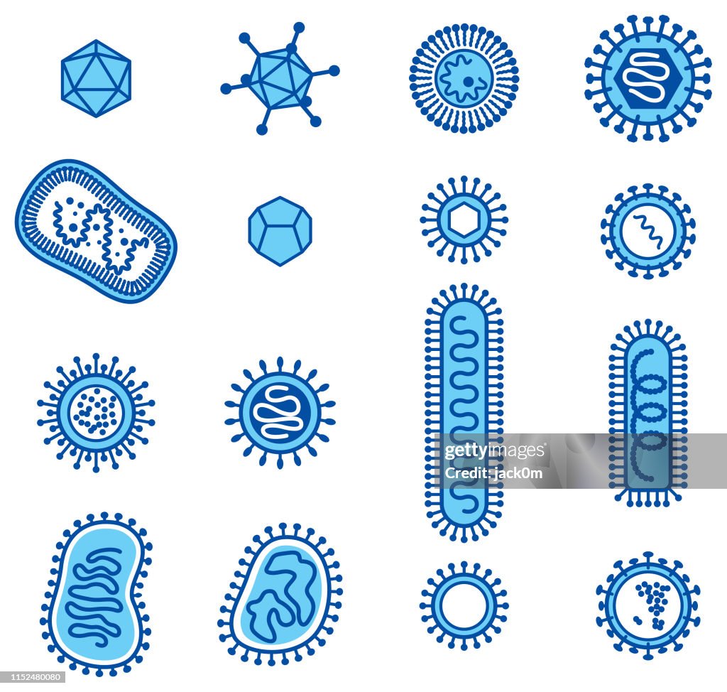 Virus Icon Set, verschiedene Formen von DNA und RNA-Virus