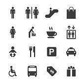Shopping Mall and Public Icons Set