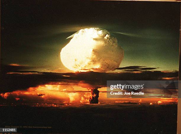 Photograph on display at The Bradbury Science Museum shows the first thermonuclear test on October 31, 1952. The museum is Los Alamos National...