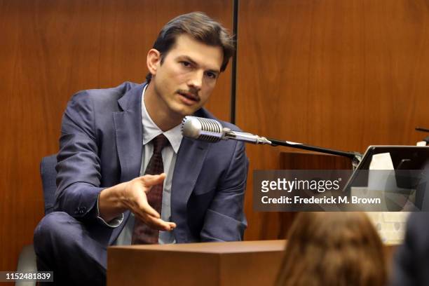 Ashton Kutcher testifies during the trial of alleged serial killer Michael Gargiulo, known as the “Hollywood Ripper,” at the Clara Shortridge Foltz...