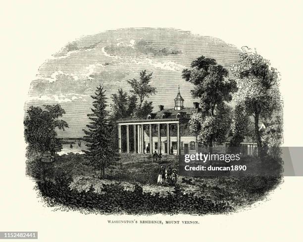 george washington's residence at mount vernon - mount vernon virginia stock illustrations