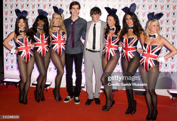 Cooper Hefner and Marston Hefner pose at the Playboy Club Launch Party at the Playboy Club on June 4, 2011 in London, England.