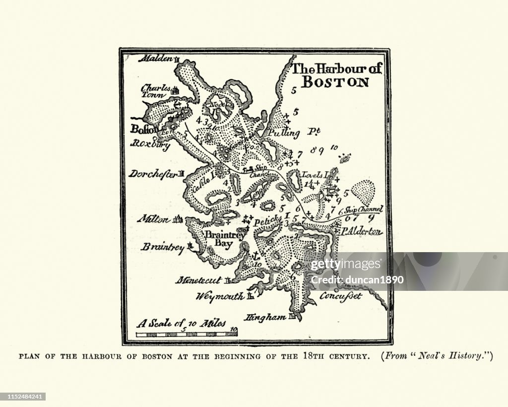 Plan of Boston harbour in the 18th Century